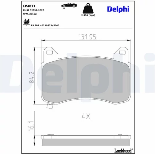 Sada brzdových platničiek kotúčovej brzdy DELPHI LP4011