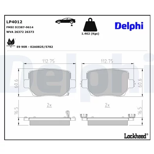 Sada brzdových platničiek kotúčovej brzdy DELPHI LP4012