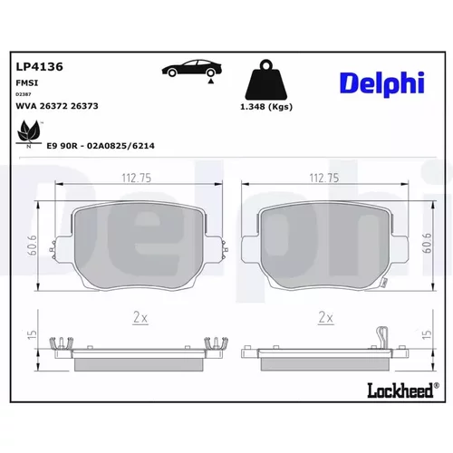 Sada brzdových platničiek kotúčovej brzdy DELPHI LP4136