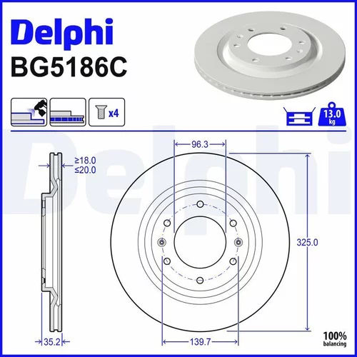 Brzdový kotúč DELPHI BG5186C
