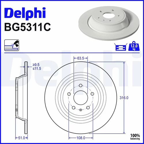 Brzdový kotúč DELPHI BG5311C
