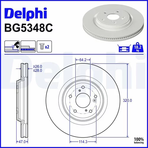 Brzdový kotúč DELPHI BG5348C