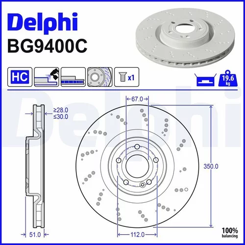 Brzdový kotúč DELPHI BG9400C