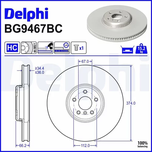 Brzdový kotúč DELPHI BG9467BC