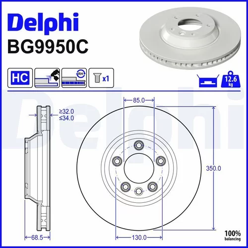 Brzdový kotúč DELPHI BG9950C