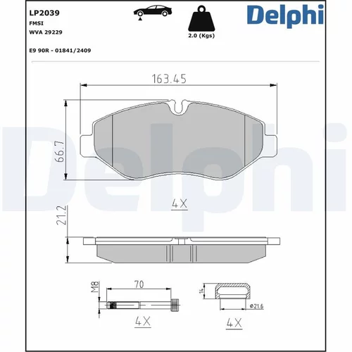 Sada brzdových platničiek kotúčovej brzdy LP2039 /DELPHI/ - obr. 1