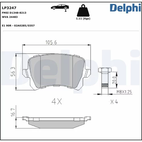 Sada brzdových platničiek kotúčovej brzdy LP3247 /DELPHI/ - obr. 1