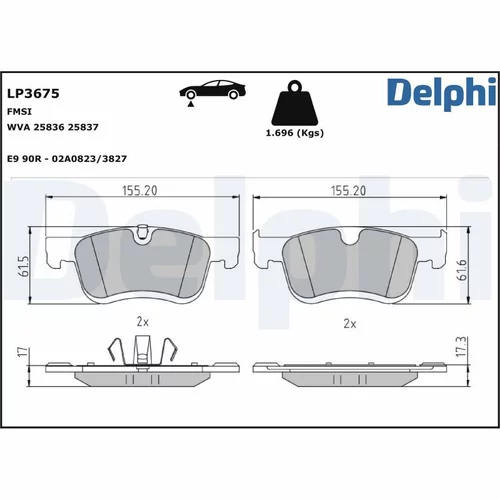 Sada brzdových platničiek kotúčovej brzdy LP3675 /DELPHI/ - obr. 1