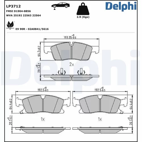 Sada brzdových platničiek kotúčovej brzdy LP3712 /DELPHI/ - obr. 1