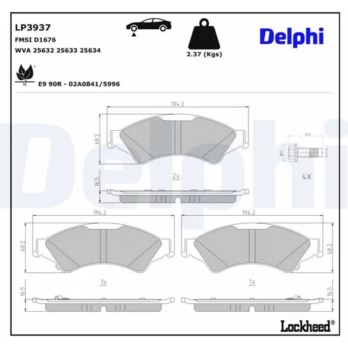 Sada brzdových platničiek kotúčovej brzdy LP3937 /DELPHI/ - obr. 2