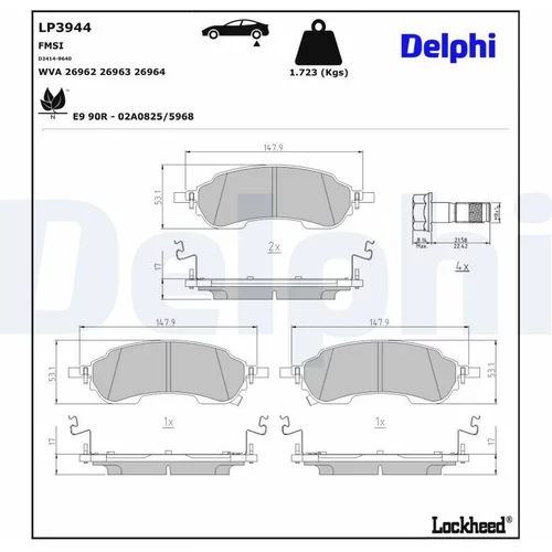 Sada brzdových platničiek kotúčovej brzdy DELPHI LP3944