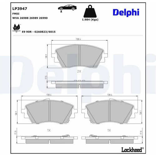 Sada brzdových platničiek kotúčovej brzdy DELPHI LP3947