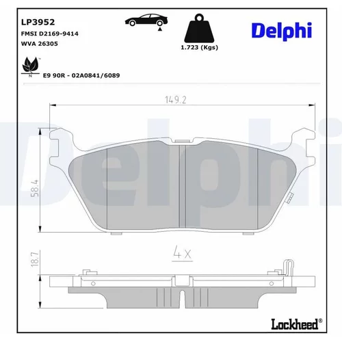 Sada brzdových platničiek kotúčovej brzdy DELPHI LP3952