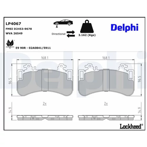 Sada brzdových platničiek kotúčovej brzdy DELPHI LP4067
