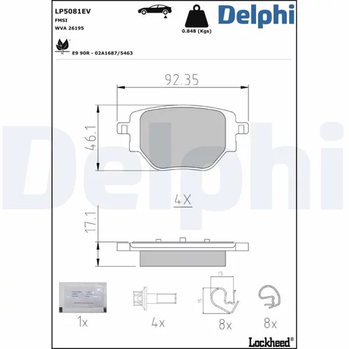 Sada brzdových platničiek kotúčovej brzdy LP5081EV /DELPHI/ - obr. 1
