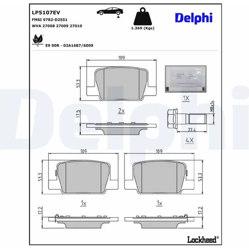 Sada brzdových platničiek kotúčovej brzdy DELPHI LP5107EV