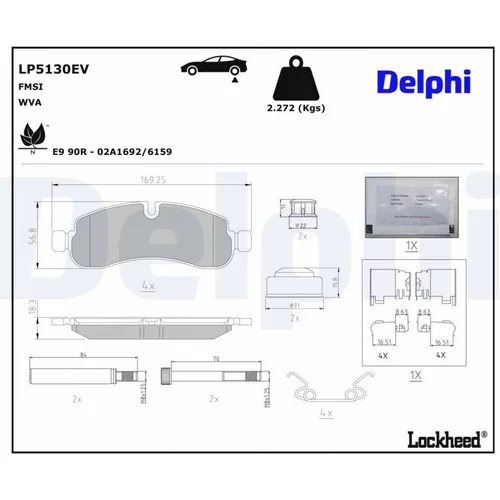 Sada brzdových platničiek kotúčovej brzdy DELPHI LP5130EV