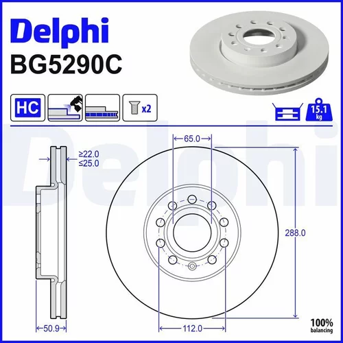 Brzdový kotúč DELPHI BG5290C