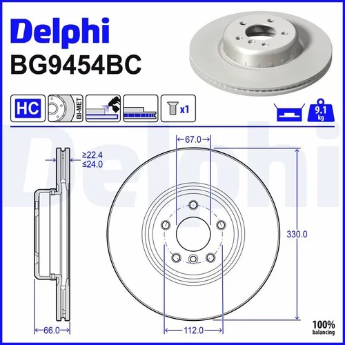 Brzdový kotúč DELPHI BG9454BC