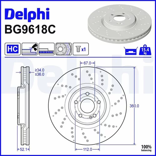 Brzdový kotúč DELPHI BG9618C
