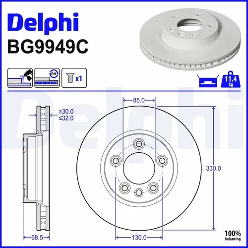Brzdový kotúč DELPHI BG9949C