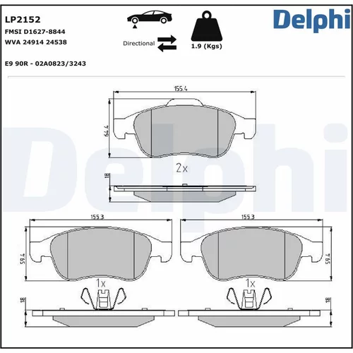 Sada brzdových platničiek kotúčovej brzdy LP2152 /DELPHI/ - obr. 1