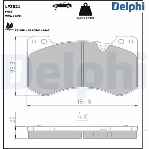 Sada brzdových platničiek kotúčovej brzdy LP3821 /DELPHI/ - obr. 1