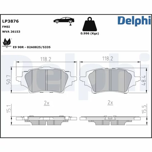 Sada brzdových platničiek kotúčovej brzdy LP3876 /DELPHI/ - obr. 1