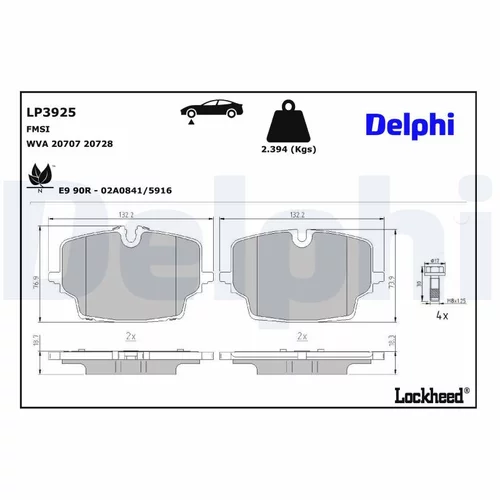 Sada brzdových platničiek kotúčovej brzdy LP3925 /DELPHI/ - obr. 1