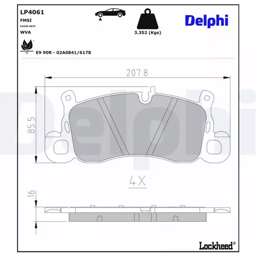 Sada brzdových platničiek kotúčovej brzdy DELPHI LP4061