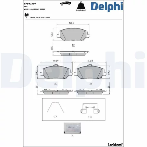 Sada brzdových platničiek kotúčovej brzdy LP5023EV /DELPHI/ - obr. 1