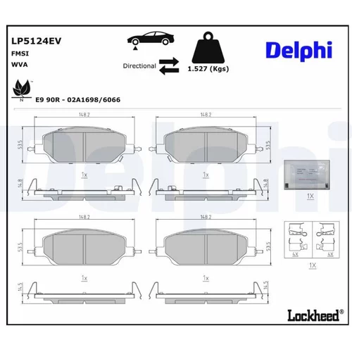 Sada brzdových platničiek kotúčovej brzdy DELPHI LP5124EV