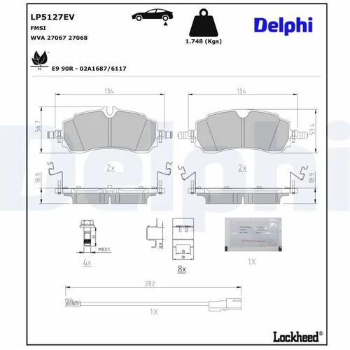 Sada brzdových platničiek kotúčovej brzdy DELPHI LP5127EV