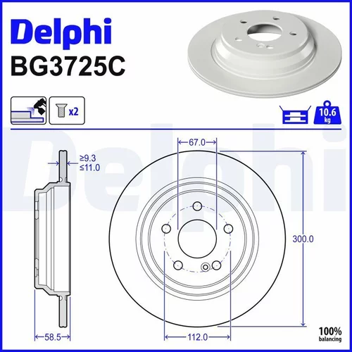Brzdový kotúč DELPHI BG3725C