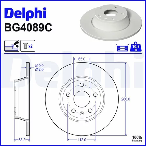 Brzdový kotúč BG4089C /DELPHI/