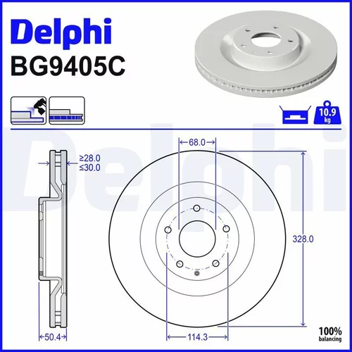 Brzdový kotúč DELPHI BG9405C