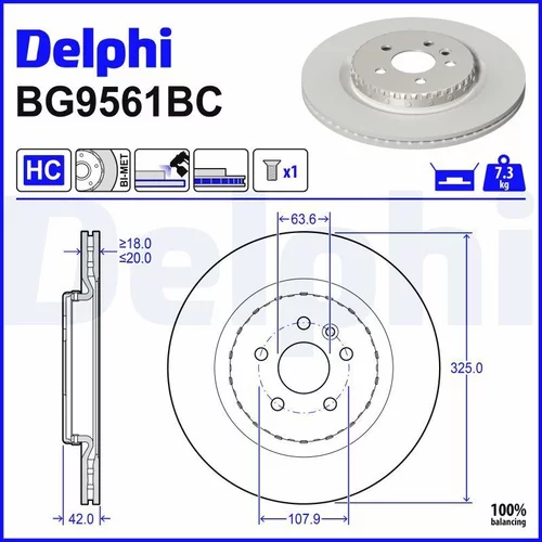 Brzdový kotúč DELPHI BG9561BC