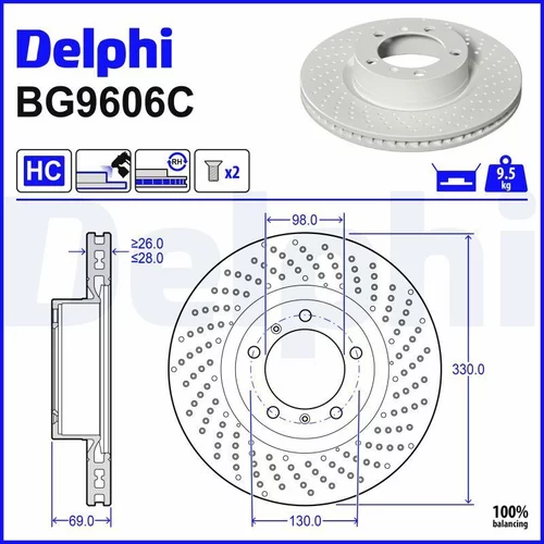 Brzdový kotúč DELPHI BG9606C