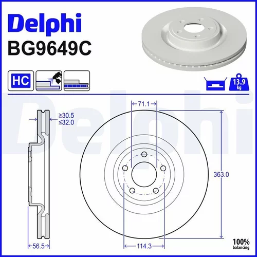 Brzdový kotúč DELPHI BG9649C