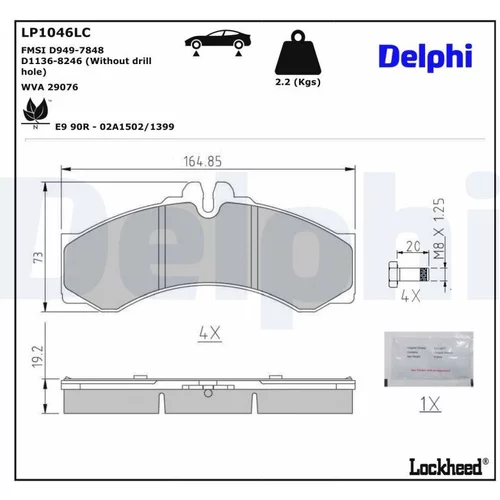 Sada brzdových platničiek kotúčovej brzdy DELPHI LP1046LC