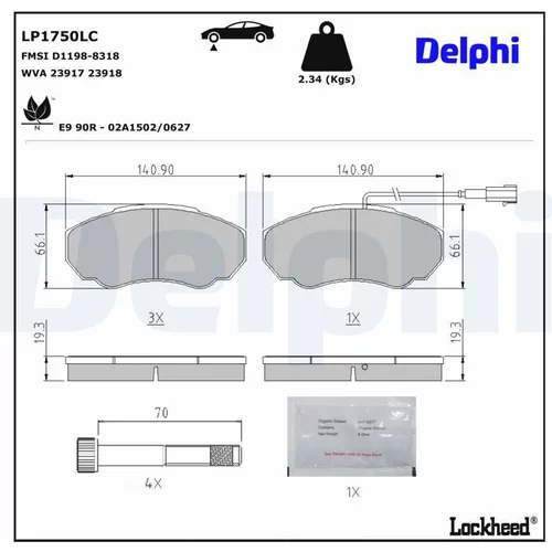 Sada brzdových platničiek kotúčovej brzdy DELPHI LP1750LC