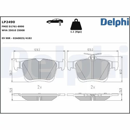Sada brzdových platničiek kotúčovej brzdy LP2490 /DELPHI/ - obr. 1