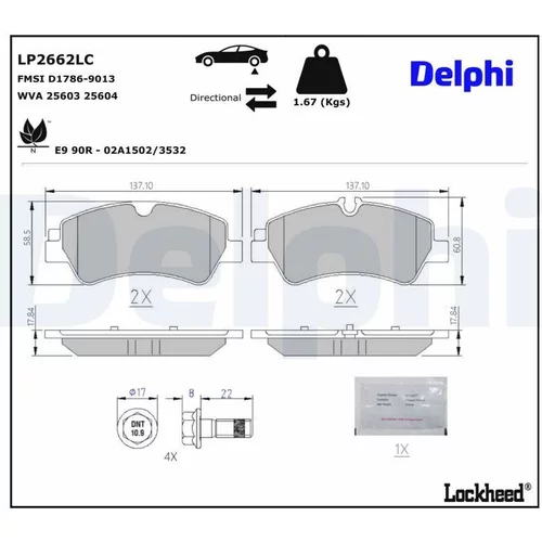 Sada brzdových platničiek kotúčovej brzdy DELPHI LP2662LC