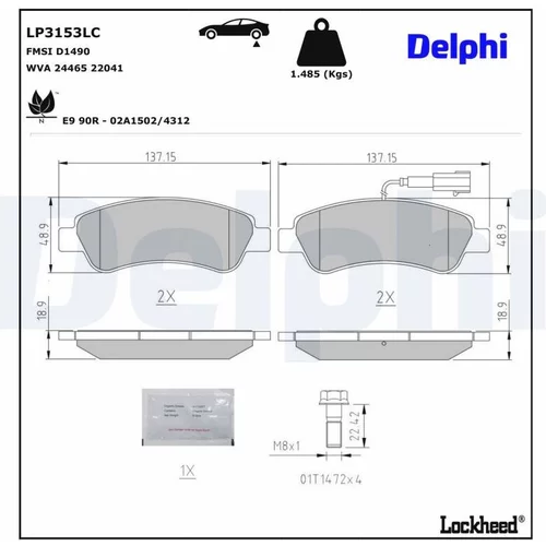 Sada brzdových platničiek kotúčovej brzdy DELPHI LP3153LC