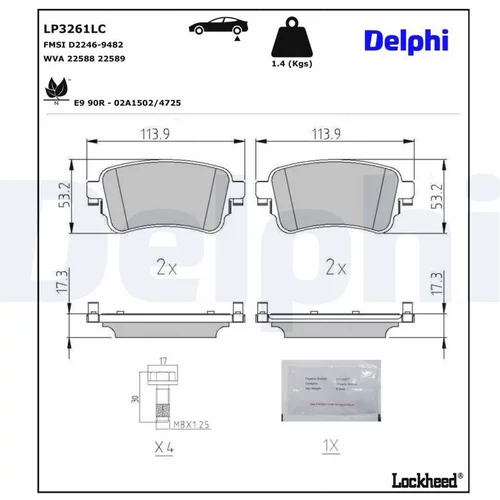 Sada brzdových platničiek kotúčovej brzdy DELPHI LP3261LC