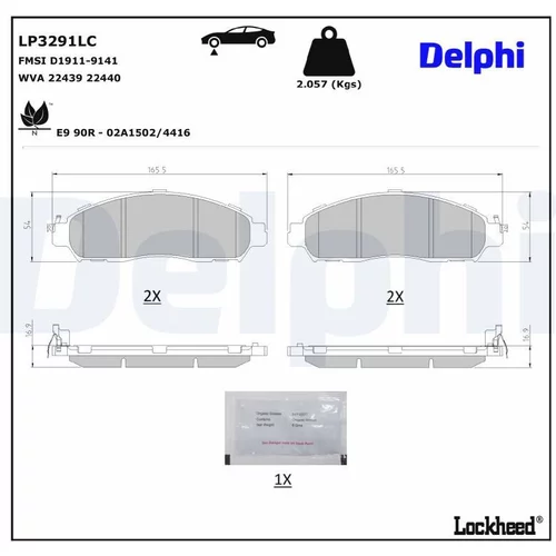 Sada brzdových platničiek kotúčovej brzdy DELPHI LP3291LC