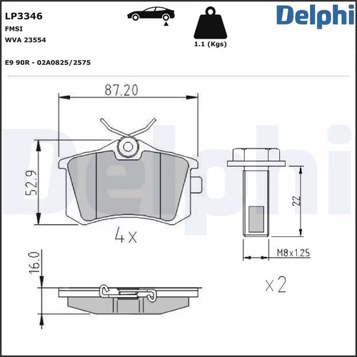 Sada brzdových platničiek kotúčovej brzdy LP3346 /DELPHI/ - obr. 1
