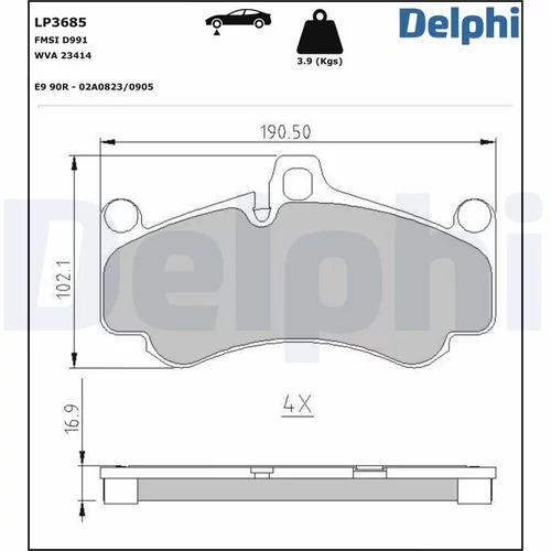 Sada brzdových platničiek kotúčovej brzdy LP3685 /DELPHI/ - obr. 1
