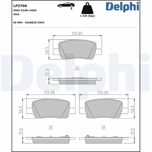 Sada brzdových platničiek kotúčovej brzdy LP3706 /DELPHI/ - obr. 1