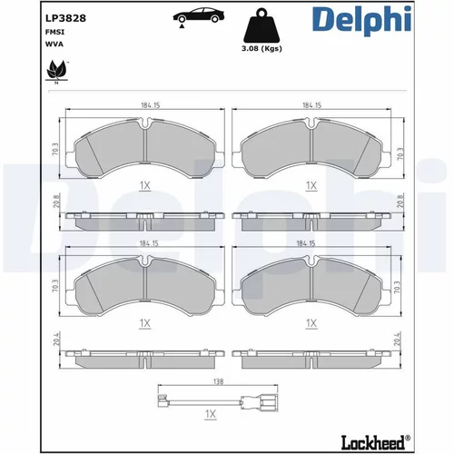Sada brzdových platničiek kotúčovej brzdy LP3828 /DELPHI/ - obr. 1